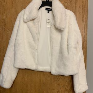 Express white fuzzy jacket